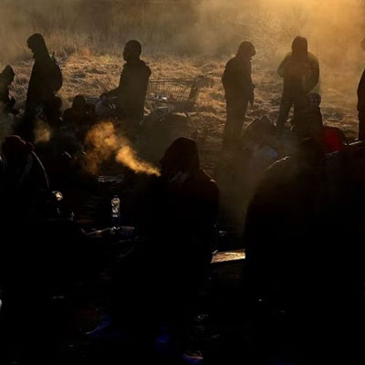 Refugess of the Russian war in Ukraine at a border checkpoint in Poland